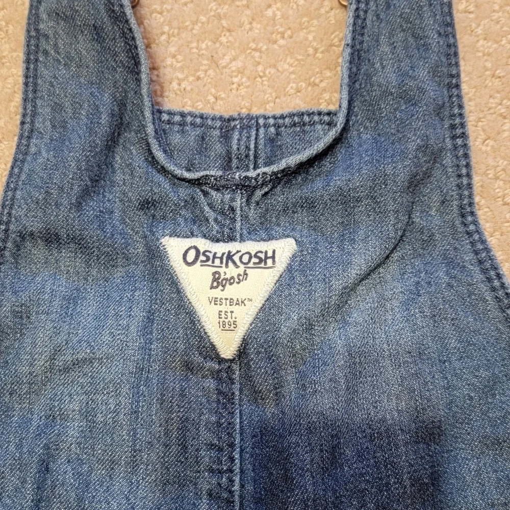OshKosh B'osh Denim Plaid Lined Embroidered Stars Girls Size 3t Overalls‎